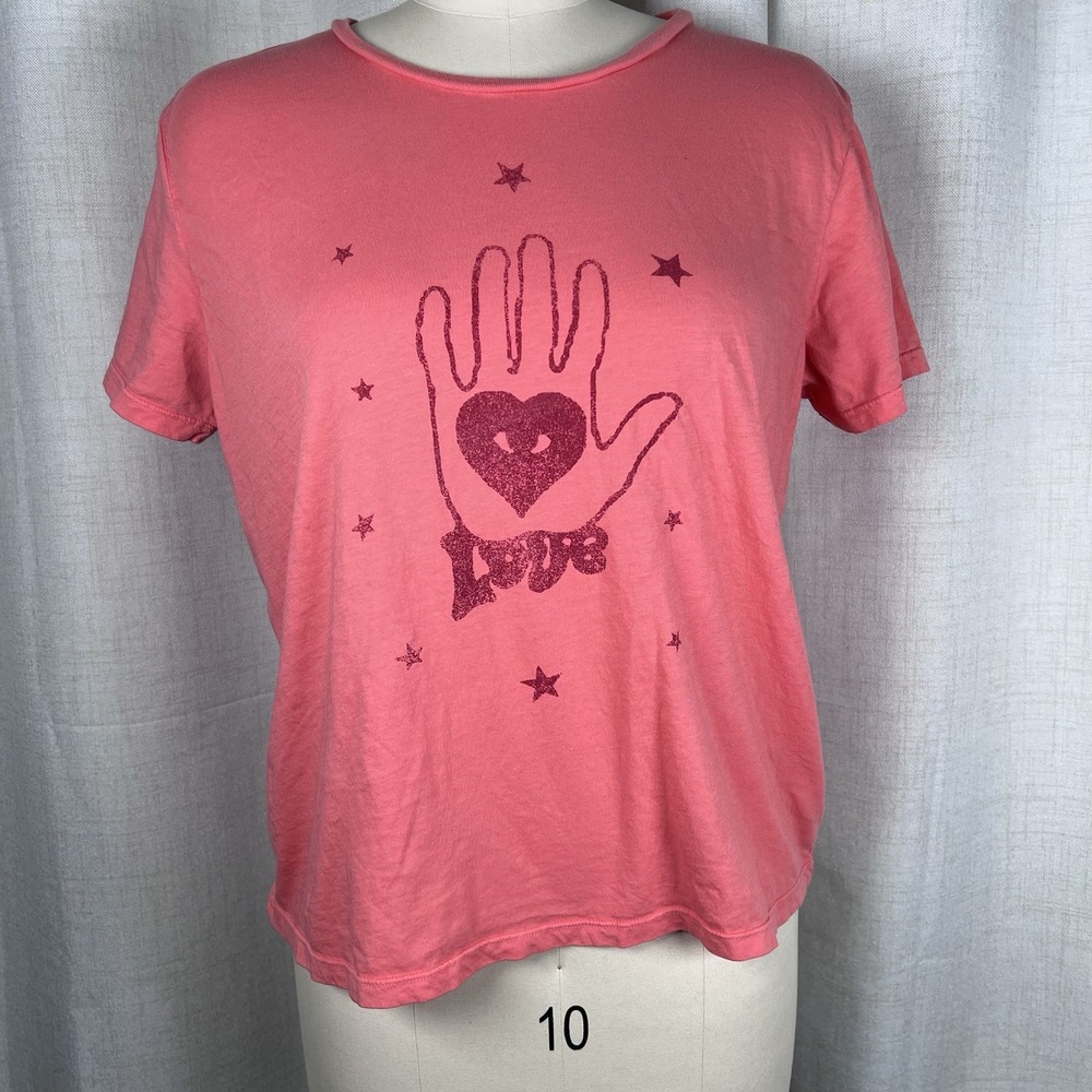 MOTHER Itty Bitty Goodie Goodie Seeing Love Graphic Tshirt Women's XL Mystic